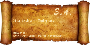 Stricker Ambrus névjegykártya